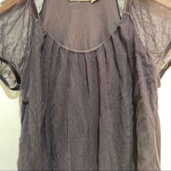 Dkny Jeans overlay Blouse Short sleeve top size medium charcoal grey - Picture 2 of 5